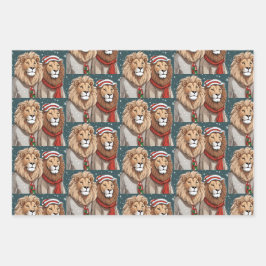 Kerstdieren, Leeuw, Polar Beer & Ezel Inpakpapier Vel