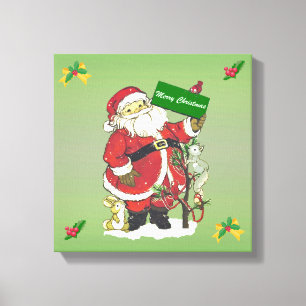 kerstdieren met kerst canvas afdruk