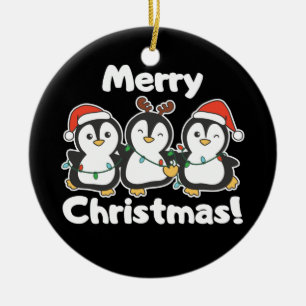 Kerstdieren met pinguïn dienen keramisch of ornament