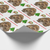 Kerstdieren puppy cadeaupapier (Hoek)