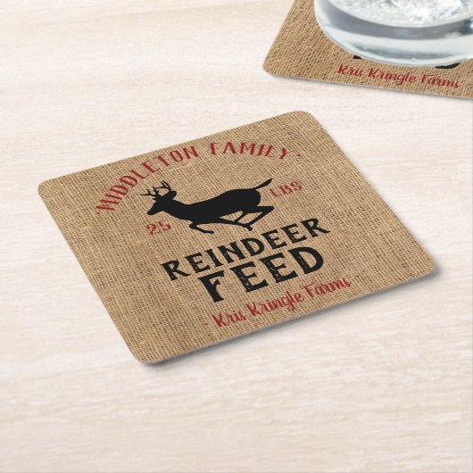 Kerstdieren 🦌 rendiervoer kartonnen onderzetters (Schuin)