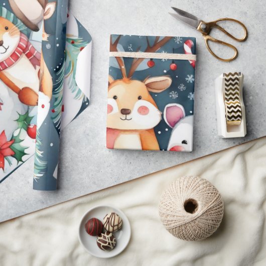 Kerstdieren Santa Claus Verpakkingsdocument Cadeaupapier (Crafts)