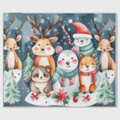 Kerstdieren Santa Claus Verpakkingsdocument Cadeaupapier (Vlak)