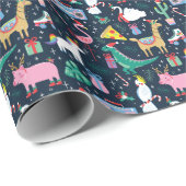 Kerstdieren, Schattige naadloos ontwerp. Cadeaupapier (Rol Hoek)