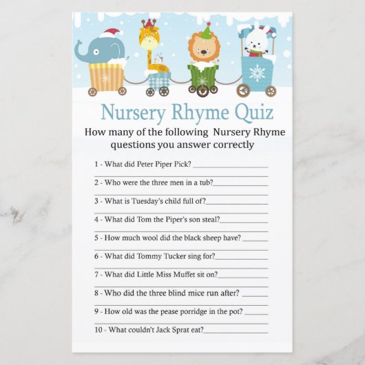 Kerstdieren trainen Nursery Rhyme Quiz (Voorkant)