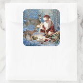  kerstdieren vierkante sticker (Tas)