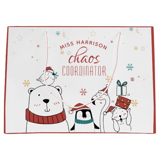 Kerstdierenkettingcoördinator op maat groot cadeauzakje (Voorkant)