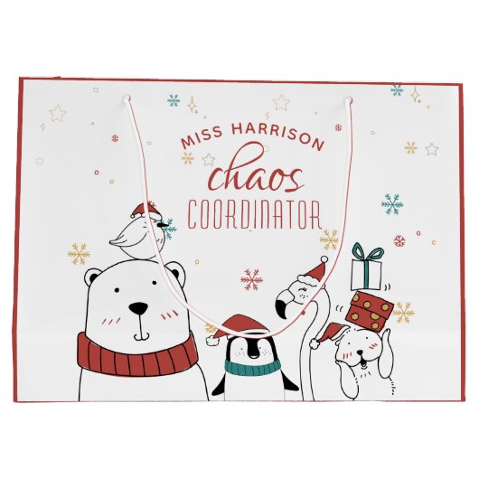 Kerstdierenkettingcoördinator op maat groot cadeauzakje (Achterkant)