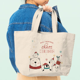 Kerstdierenkettingcoördinator op maat grote tote bag