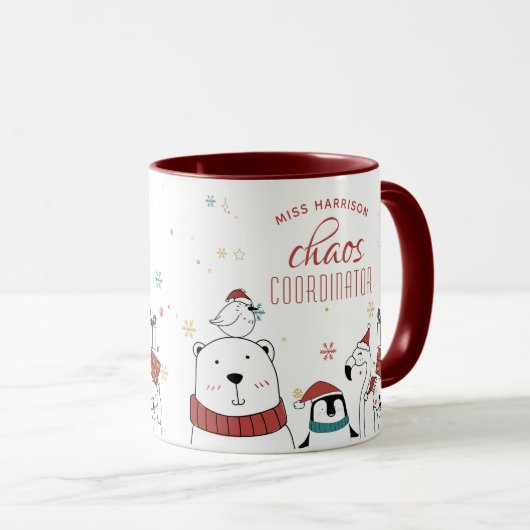 Kerstdierenkettingcoördinator op maat mok (Voorkant rechts)
