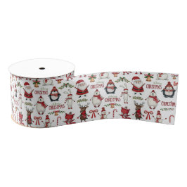 Kerstdierenpatroon Grosgrain Lint