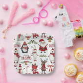 Kerstdierenpatroon Papieren Bordje (Feest)