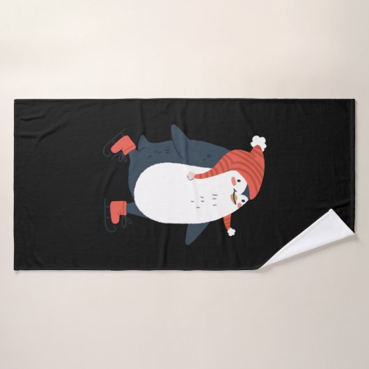 kerstdierenpinguïn cadeaus badhanddoek (Badhanddoek)