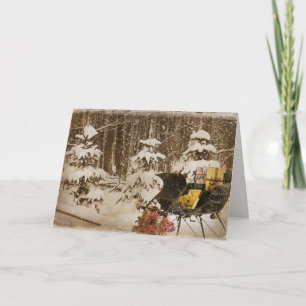 kerstdij met cadeaus in winterse bossen feestdagen kaart