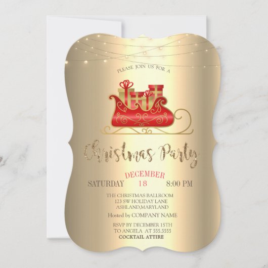 kerstdij, String Lights Gold Company Kaart (Voorkant)