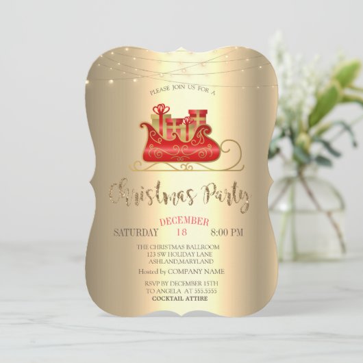 kerstdij, String Lights Gold Company Kaart (Staand voorkant)