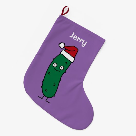 Kerstdill Pickle met een kersthat Grote Kerstsok (Voorkant (Hangend))