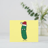 Kerstdille augurk met een kerstmuts feestdagenkaart (Staand voorkant)