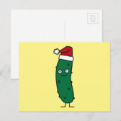 Kerstdille augurk met een kerstmuts feestdagenkaart (Voorkant / Achterkant)
