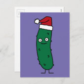 Kerstdille augurk met een kerstmuts feestdagenkaart (Voorkant / Achterkant)