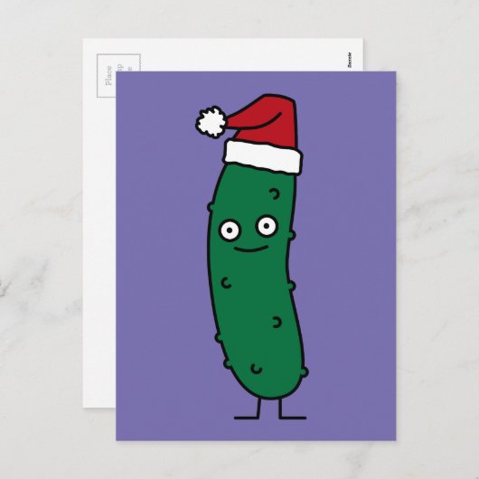 Kerstdille augurk met een kerstmuts feestdagenkaart (Voorkant / Achterkant)