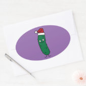 Kerstdille augurk met een kerstmuts ovale sticker (Envelop)