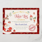 Kerstdin certificaat folie uitnodiging voor Sinter (Voorkant)