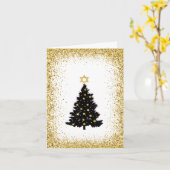Kerstdinaarwenskaart met davidster kaart (Gele Bloem)