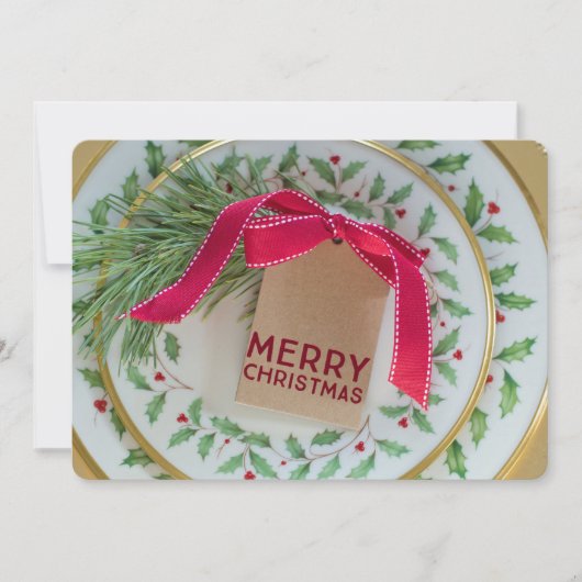 Kerstdiner Borden Uitnodigingen (Voorkant)