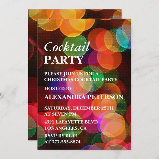 Kerstdiner Cocktail Party Confetti Sparkle Kaart (Voorkant / Achterkant)