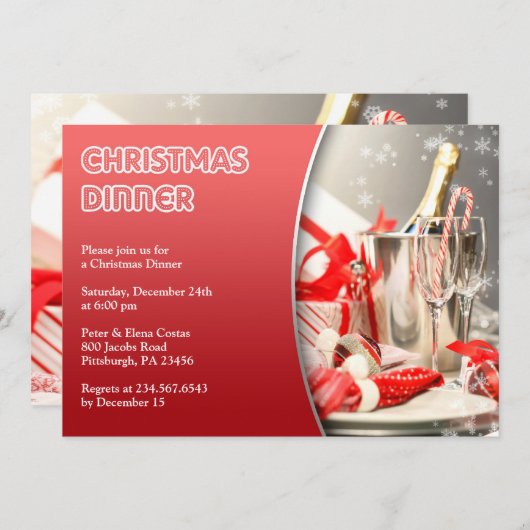 Kerstdiner Cocktail Party uitnodiging (Voorkant / Achterkant)