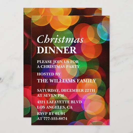 Kerstdiner Confetti Sparkle Kaart (Voorkant / Achterkant)