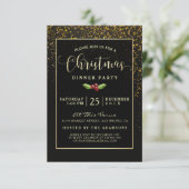 kerstdiner | Douches van gouden Confetti Kaart (Staand voorkant)