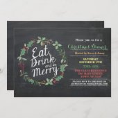 kerstdiner Eat Drink & BE Merry Party nodigt uit Kaart (Voorkant / Achterkant)