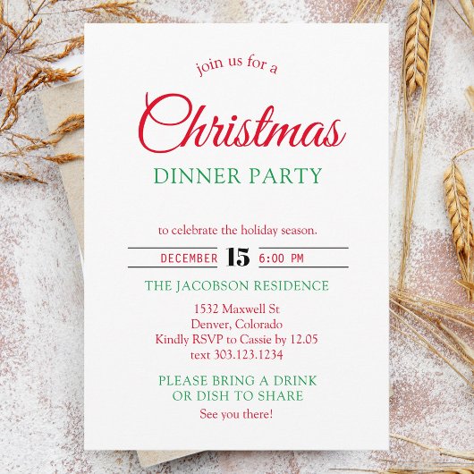 Kerstdiner Feest Kerstballen Feestelijk Kaart