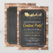 Kerstdiner Feest Santa Wood Sneeuwkerstmis Uitnodi Kaart (Voorkant / Achterkant)