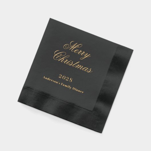 Kerstdiner feest zwart goud jaar folie servetten (Links)