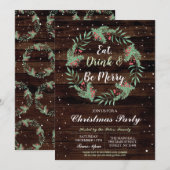 Kerstdiner Feestdag Feestdagen Hout Xmas Kaart (Voorkant / Achterkant)