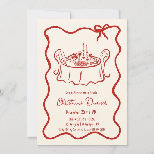 Kerstdiner grillige uitnodiging (Voorkant)