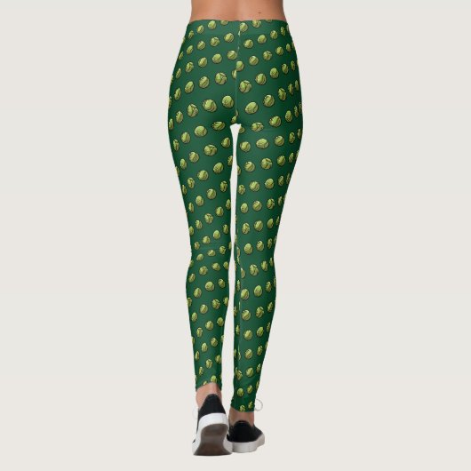Kerstdiner Groen Brussels kiempatroon Leggings (Achterkant)