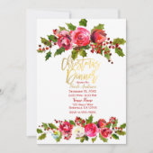 Kerstdiner Holiday Party Holly Berry Floral Kaart (Voorkant)