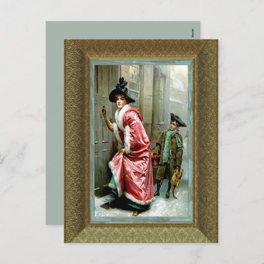 Kerstdiner II Victoriaans Feestdagenkaart (Voorkant / Achterkant)