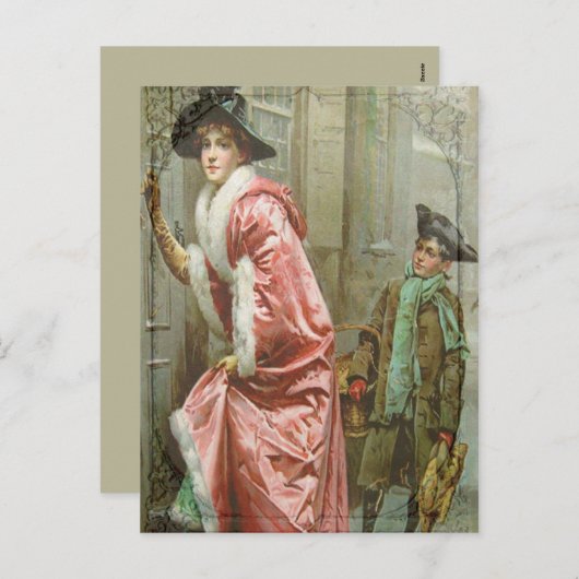 Kerstdiner III Victoriaans Feestdagenkaart (Voorkant / Achterkant)