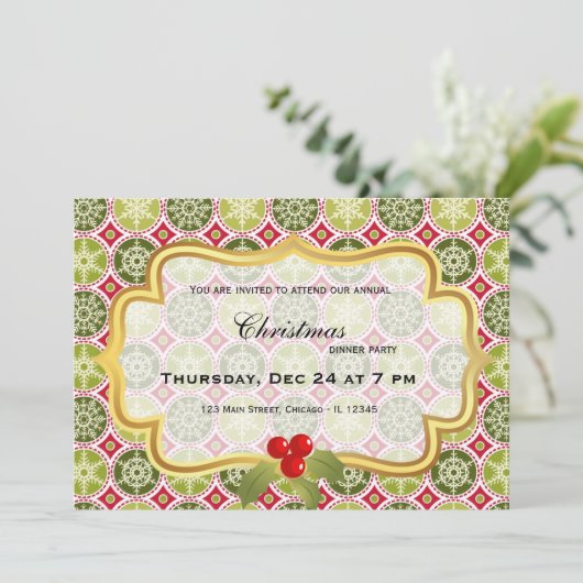 kerstdiner kaart (Staand voorkant)
