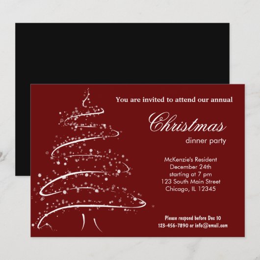 kerstdiner kaart (Voorkant / Achterkant)