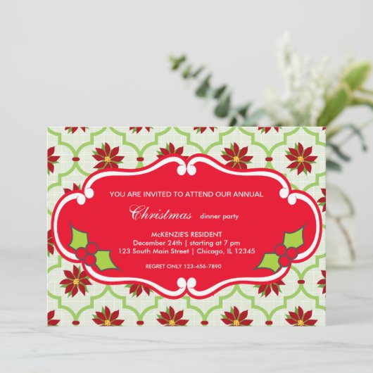 kerstdiner kaart (Staand voorkant)