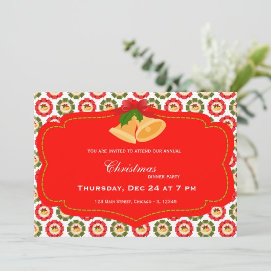 kerstdiner kaart (Staand voorkant)