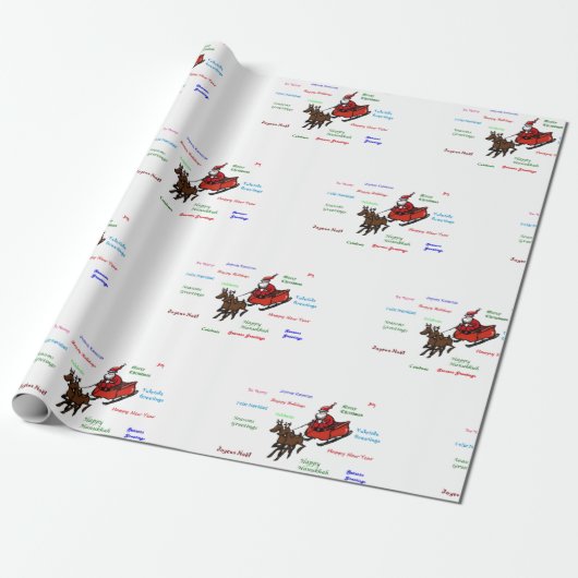 Kerstdiner met Kerstman Inpakpapier (Uitgerold)