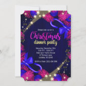Kerstdiner Paarse & Blauw Feestticket Uitnodigen Kaart (Voorkant)