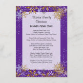 Kerstdiner Paarse Menu Sneeuwkristallen (Voorkant)